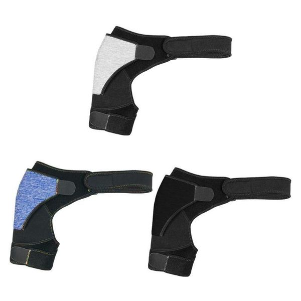 

adjustable rubber shoulder brace pain relief bandage arm protector belt back support, Black;blue