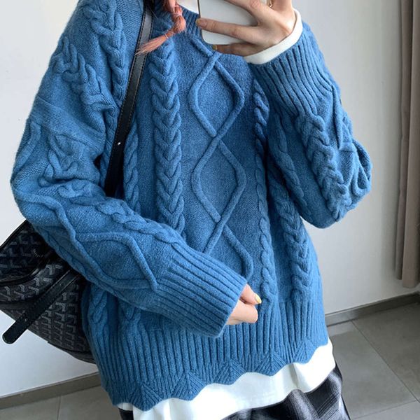 

women's sweaters sweaterswomen's twist sweater autumn winter wear korean loose and lazy round neck t-shirt 2jo3, White;black
