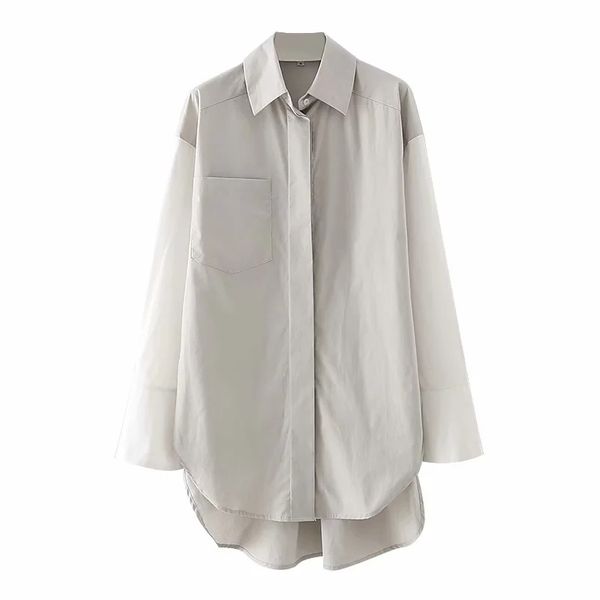 

spring women contrast color splicing loose shirt female long sleeve blouse casual lady blusas s8556 210430, White