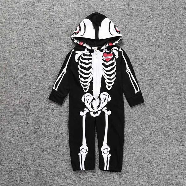 Costume di Halloween nato Baby Boy Girl Skeleton Pagliaccetti Tuta a maniche lunghe Vestiti Cosplay Infant 220106