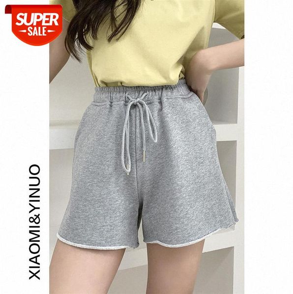 

[ou fan] 7868 women's sports shorts five-point loose-fitting casual pants high-waisted thin outer wear #1k3z, Black;gray