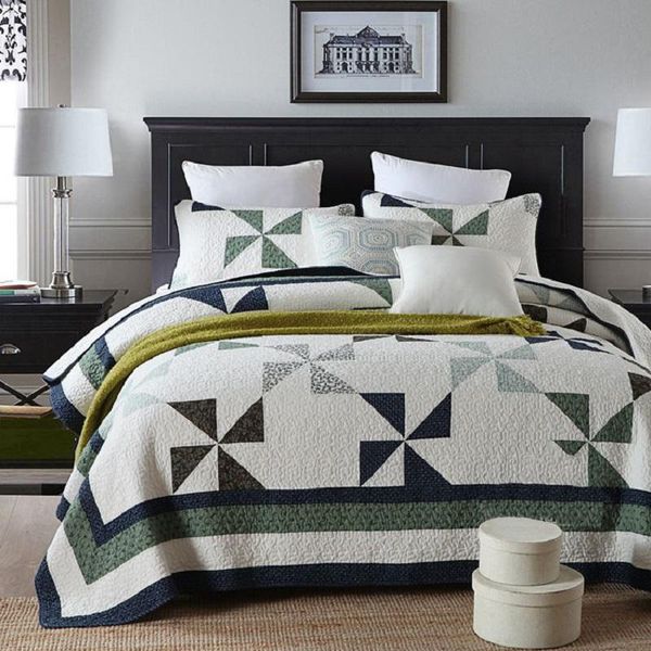 

comforters & sets chausub patchwork quilt set 3pcs washed cotton coverlet quilted bedspread bed cover sheets sofa blanket shams quilts king
