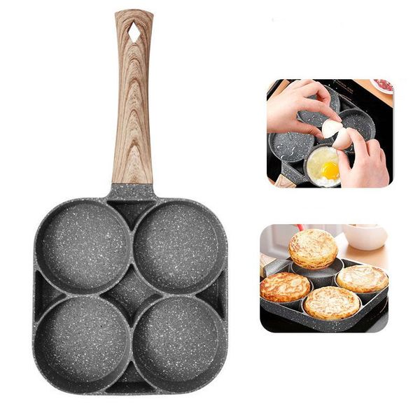 

pans 4 hole frying pan cooking pot non-stick pancake maker home breakfast egg burger for gas stove induction cooker cookware