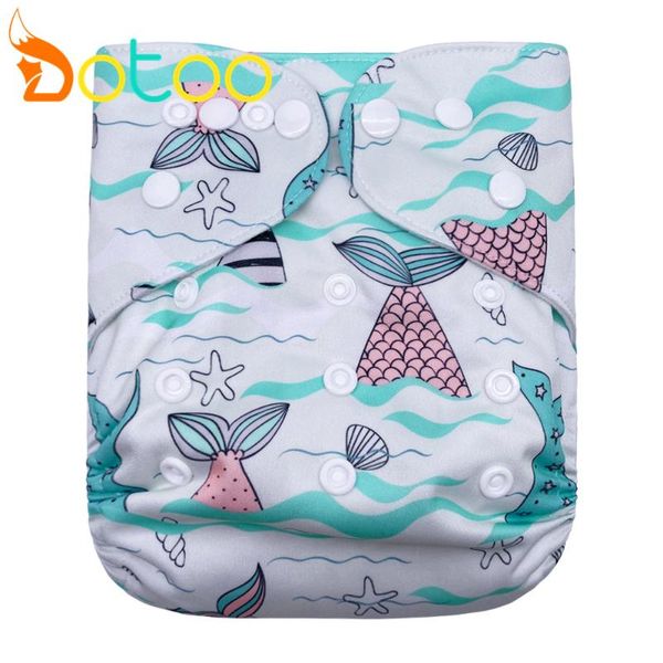 

cloth diapers dotoo washable adjustable fish print pocket diaper double row snaps nappy for baby