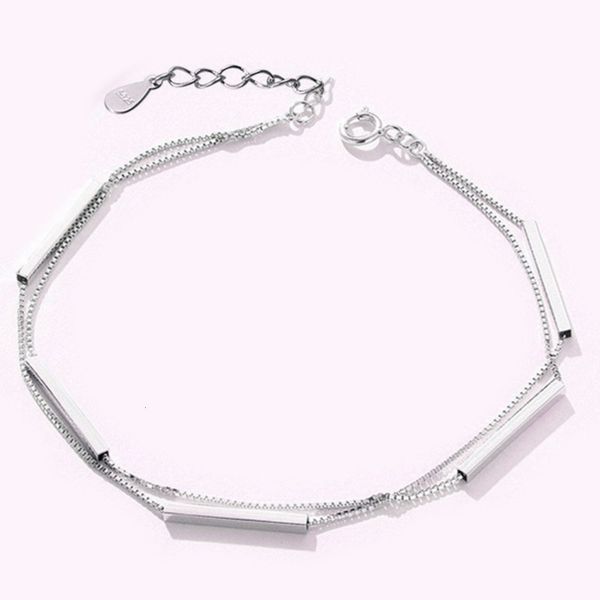 

double layer rectangular bracelet korean ins niche design simple geometric box chain smooth square bracelet jewelry, Golden;silver