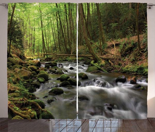 

curtain & drapes river rock curtains stream in the exotic jungle wild nature pography living room bedroom window apple green