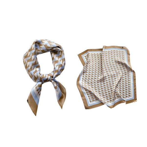 

scarves 70*70cm small silk scarf women square spring autumn retro fashion decoration thin headband, Blue;gray