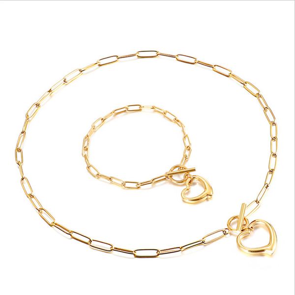 

2021 i love boobie bracelets mens heart necklace set gold bangle stainless steel designer necklaces jewelry high end fashion party engagemen, Silver