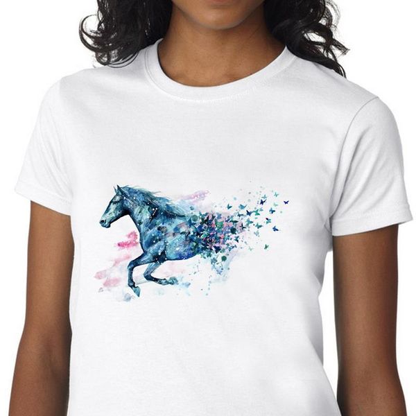 

graphic tees watercolor horse women tshirts gothic lion kawaii dog v neck cat white vintage clothes for summer