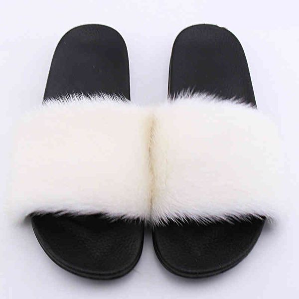 

2021 custom real mink fur slippers wholesale fur slides, Black