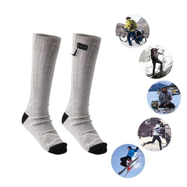

men and women winter temperature control heating long tube warm sports socks hiking skiing fishing outdoor unisex, Black