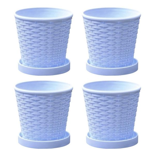 

planters & pots 4sets modern plants accessories with saucers succulents indoor outdoor drainage hole round home decor pp resin flower pot