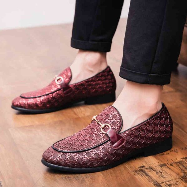 

dress shoes 2021 men fashion casual business banquet all-match round toe solid color pu woven pattern comfortable loafers 3kc316 0, Black