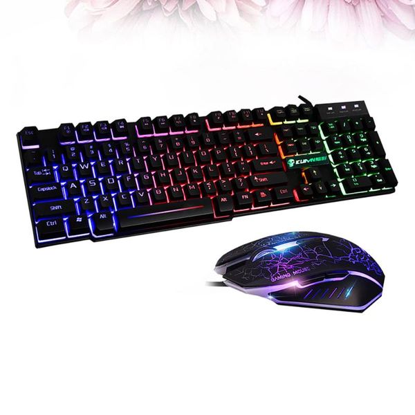 

set keyboard and wired backlight game for computer (black) keyboards