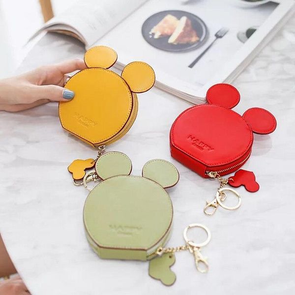 

fashion design head wallets women small cute cartoon kawaii card holder key chain money bags for girls ladie, Red;black