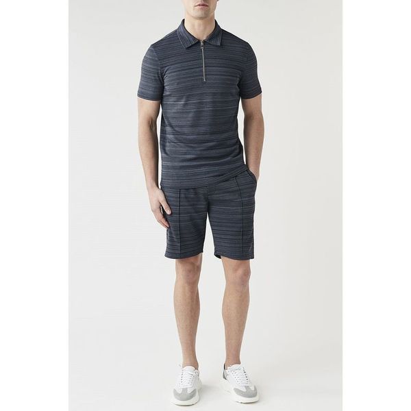 

black and blue comfortable design men's zipper polo shirt, comfortable, breathable, fashionable and cool daily business trip work part, White;black