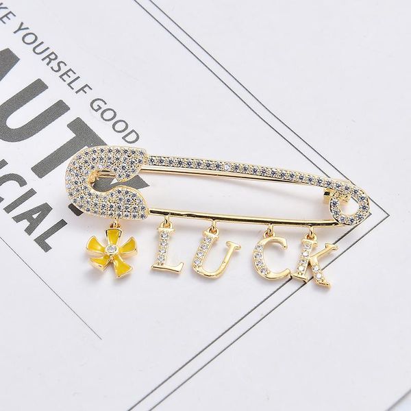 

pins, brooches zhijia fashion brand vintage paper clip luck for women rhinestone brooch pin dress clothing accessories, Gray