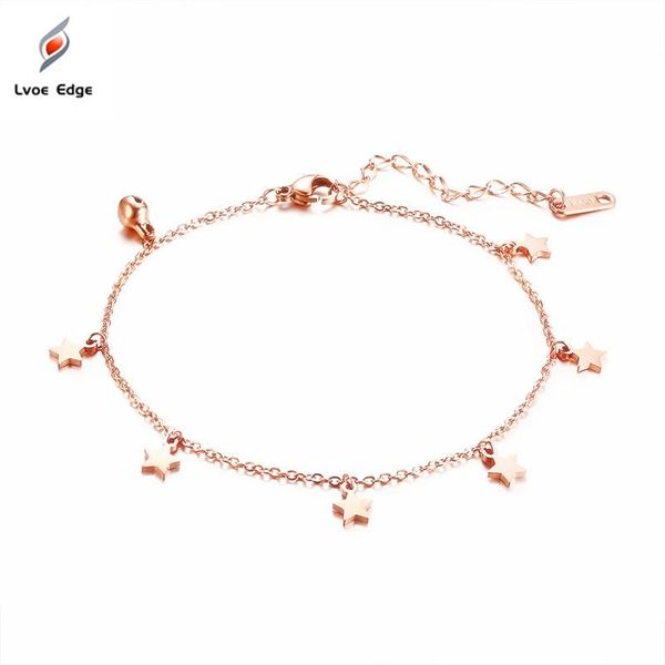 

anklets 2021 star anklet stainless steel adjustable rose gold charm little bells girl lover barefoot fashion foot chain jewelry, Red;blue