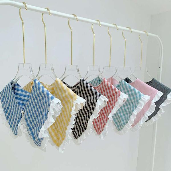 

bow ties women cotton plaid fake collar blouse shirt false collars girls detachable dress clothes accessories, Black;gray