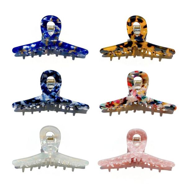 

hair accessories environmental friendly acetate women crab clamps charm solid color leopard lady clips retro cross ponytail clip