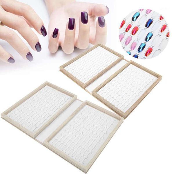 

colors wood nail gel polish display book false tip color card acrylic tip1