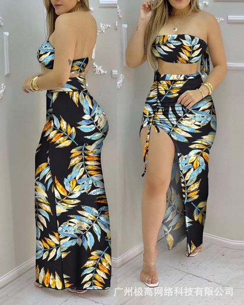 

women's tracksuits 2021 tube pleated two-piece skirt, Gray