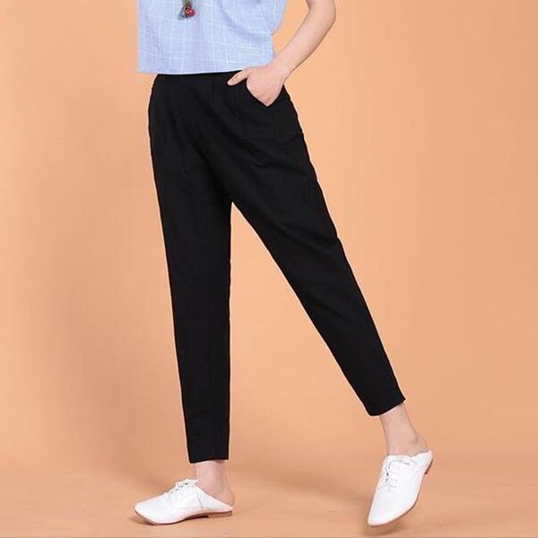 

plus size m-7xl women nine points jeans tide feet 2021 spring the casual bundling harlan pure color pencil pants black men's