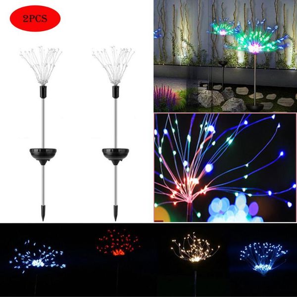 

solar powered outdoor grass globe dandelion fireworks lamp flash string 90/120/150 led for garden lawn landscape holiday light lamps