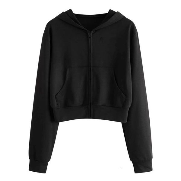 

women's hoodies & sweatshirts winterpure color women casual pullovers loose zipper pocket hooded sweatshirt harajuku streetwear 8bx1, Black