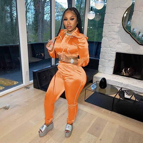 

women's two piece pants 2 set long sleeve cropped hoodie sweatpants fall clothes for women velvet tracksuit rave outfit matching sets, White