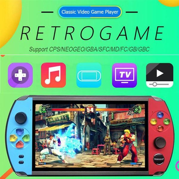 

retro handheld game player 8gb/16gb 7.0" lcd screen fc arcade video console host for kids child gifts portable players