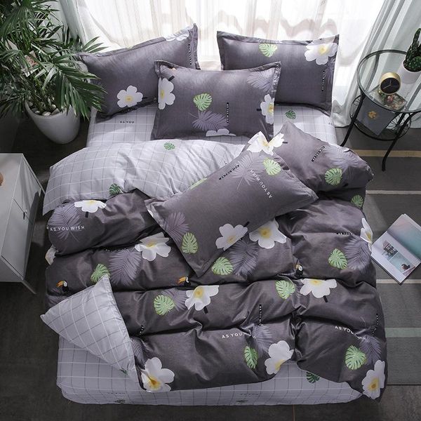 

classic simple style flower plaid bedding set quilt cover bed sheet pillowcases linens bedclothes home textile 5 sizes sets