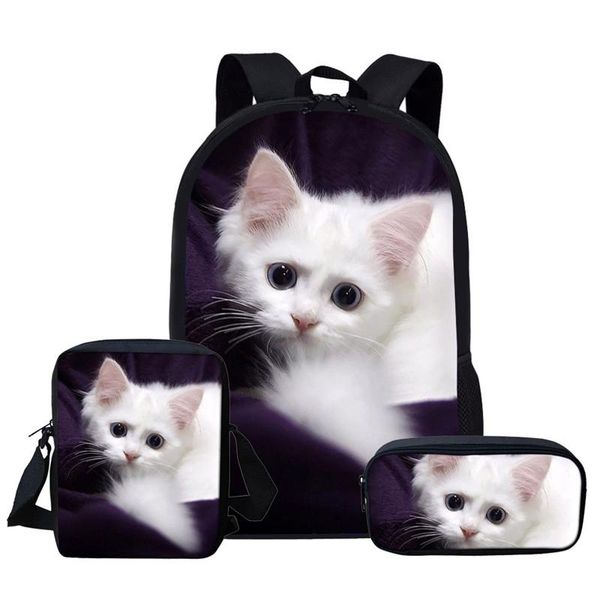 

customzied school backpack for girls satchel schoolbag adorable kitten ragdoll cat print primary students women shoulder bag bags