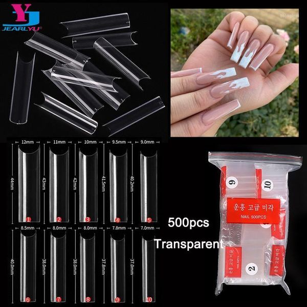 

full cover nail tips 500pcs c curve extra long press on false square clear gel nails extensionÂ fingernailÂ manicure1, Red;gold