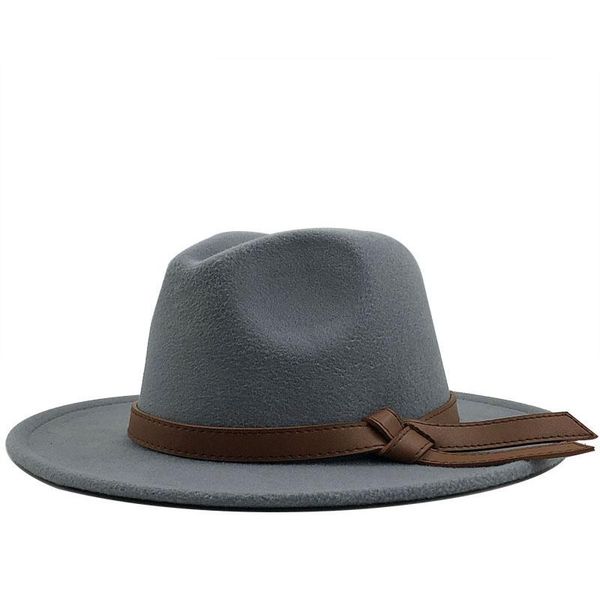 

wide brim hats british fedora hat men women imitation woolen winter felt fashion jazz fedoras chapeau, Blue;gray