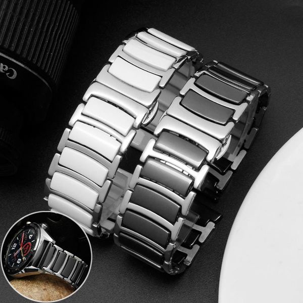 

watch bands quick release ceramic stainless steel band for samsung galaxy 3 41mm 45mm bracelet huawei gt strap, Black;brown