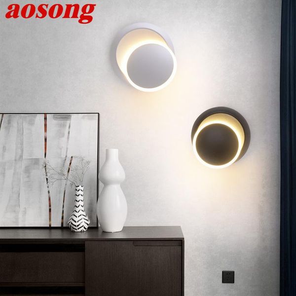 

wall lamp aosong modern light sconces round rotatable aluminum led bedside creative decorative for living room dining