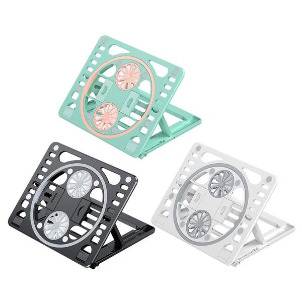 

lapcooling pads cooler portable folding height adjustable pad two fans adjustabe air flow 3 colors to choose stand