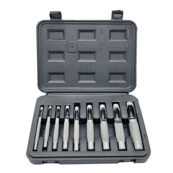

professional hand tool sets kkmoon 9pcs leather hollow punch set hole 3-12mm diy leathercraft with toolbox for belt bag