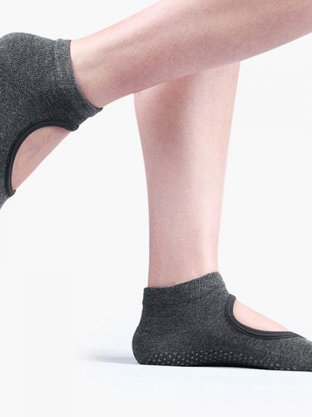 

sports socks women's low waist half head handle non-slip suitable for ballet, yoga, pilates, barre toe 1 pair, Black