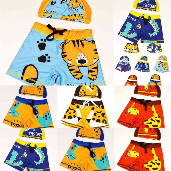 

factory5ob2 boys' flat cartoon dinosaur middle school children's printed swimsuit boys, White;black