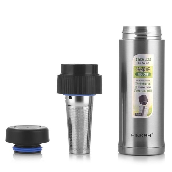 Pinkah Thermos 500ml con filtro per tè e caffè Bottiglia termica sottovuoto in acciaio inossidabile 304 a 2 strati Tazza da viaggio a tenuta stagna 211109