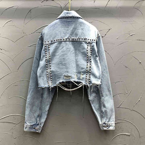 

women's jackets twotwinstyle blue diamonds casual for women lapel long sleeve single breasted rivet coats female clothing style nb5c, Black;brown