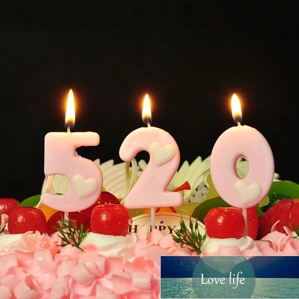1 Stück Cartoon-Kerzen, herzförmig, Zahl 0–9, für einen Kuchen, Glanz, Party, Kuchen, Baby, Kinder, Geburtstag, Jahrestag, Party-Dekoration