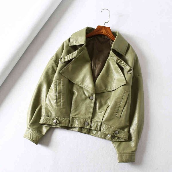 

women's leather & faux saleqi women fake leather jacket batwing sleeve retro short plutonium engine zipper red autumn street xwl4, Black