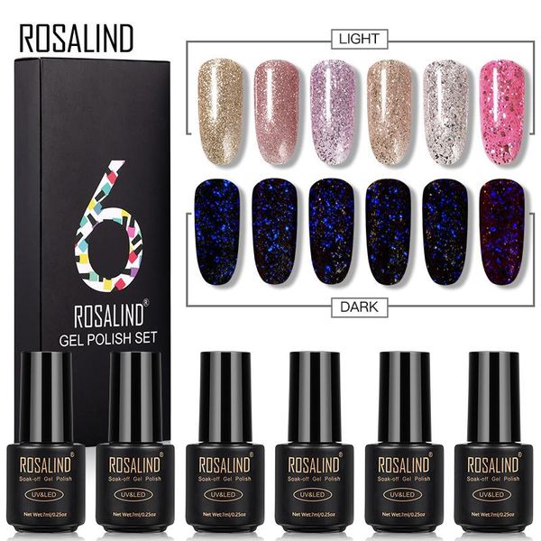 

nail art kits rosalind gel polish 6pcs luminous rose gold set hybrid varnish all for manicure kit platinum lacquer uv led lamp
