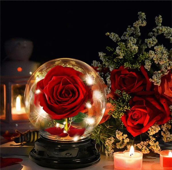 

decorative flowers & wreaths 2 led mode lighte eternal rose preserved flower in glass dome mothers day birthday gift for girls wedding party