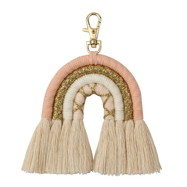 

keychains rainbow women boho handmade key holder keyring macrame bag charm car hanging jewelry gifts, Silver