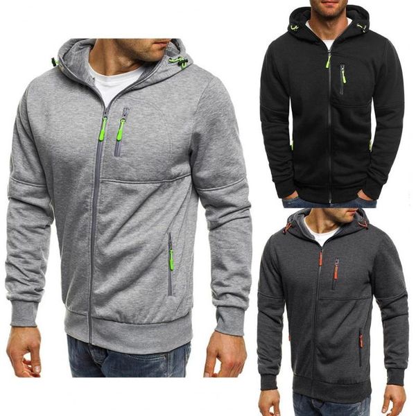 

men's trench coats men coat 2021 hooded long sleeve jacket autumn winter zipper pockets sweatshirt male clothing, Tan;black