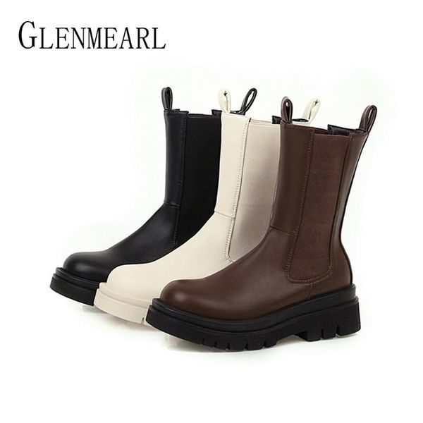 

boots genuine leather women ankle winter plush warm female round toe high platform shoes with fur autumn brand lady, Black
